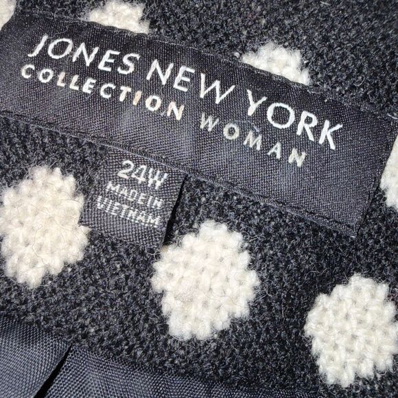 Jones New York Collection Woman Blazer 24W Black White Polka Dot Zip Jacket Line - Picture 15 of 16